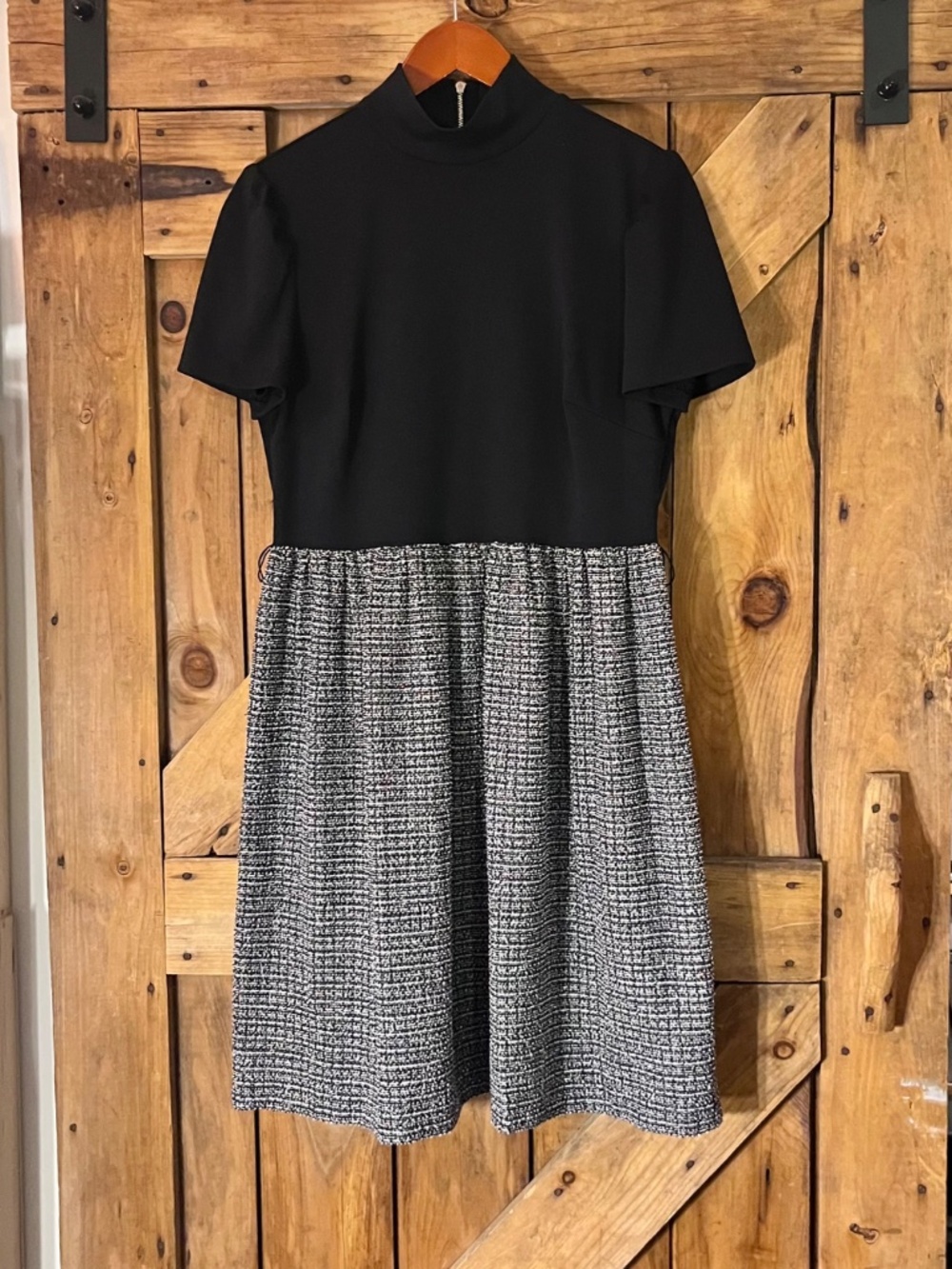 Tommy Hilfiger Black & Tweed Fit & Flare Dress – Size 12